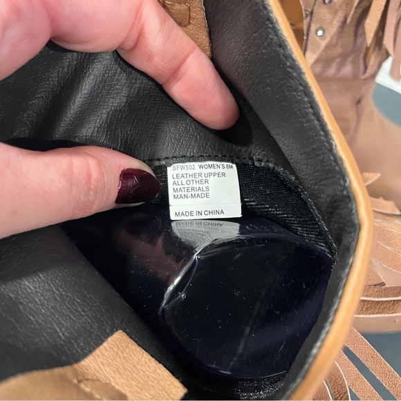 NWT Santa Fe Boot sz 8 tan leather fringed bling cowgirl boots - Picture 16 of 16